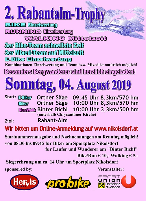 Rundschreiben Rabantalm Trophy