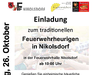 So, 26.10. - Feuerwehrheurigen ab 10:00 Uhr