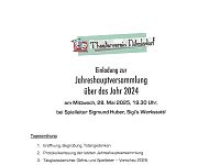 Mi, 28.05. - Jahreshauptversammlung Theaterverein