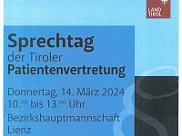 Do, 14.03.24 - Sprechtag der Tiroler Patientenvertretung
