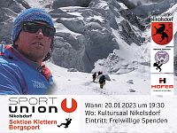 Fr 20.01. Erlebnis 8000 - Vortrag von Höhenbergsteiger Hans Wenzl