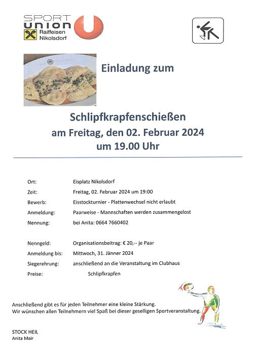 Schlipfkrapfenschiessen Sportunion Nikolsdorf