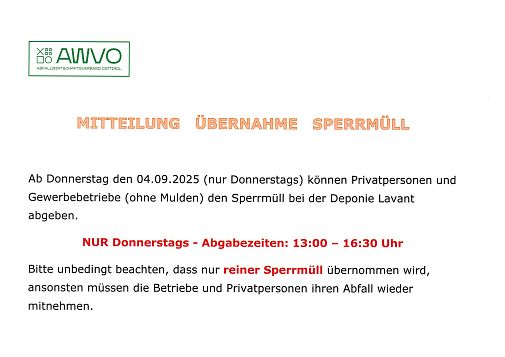 Sperrmüll ab Sept