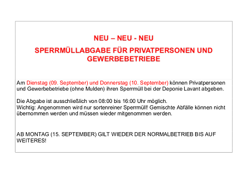 Sperrmüll ab Sept
