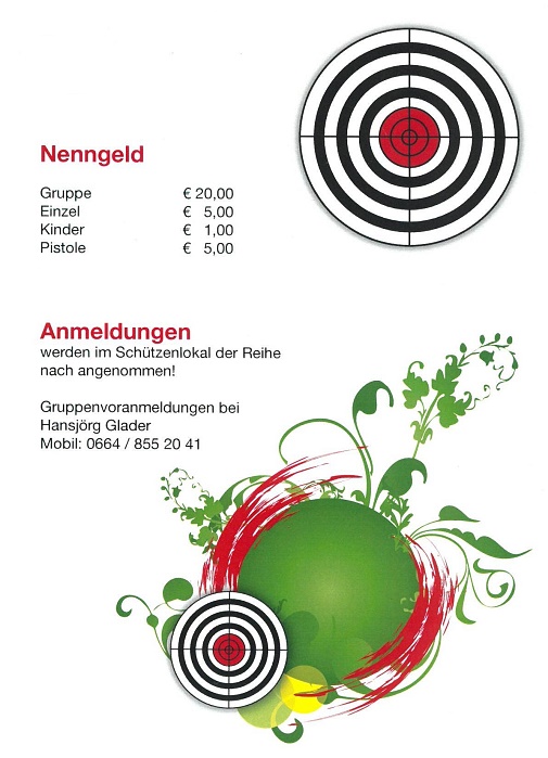 Zimmergewehrschießen 2019 Nikolsdorf Nenngeld Anmeldung